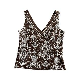 Y2K Babydoll Tank Top Floral Lace Artsy Festival Forest Fairy Sz M